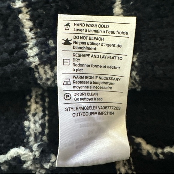 Vince Boucle Womens Black White Striped Cardigan Open Front Medium Coastal *Flaw - Picture 10 of 13